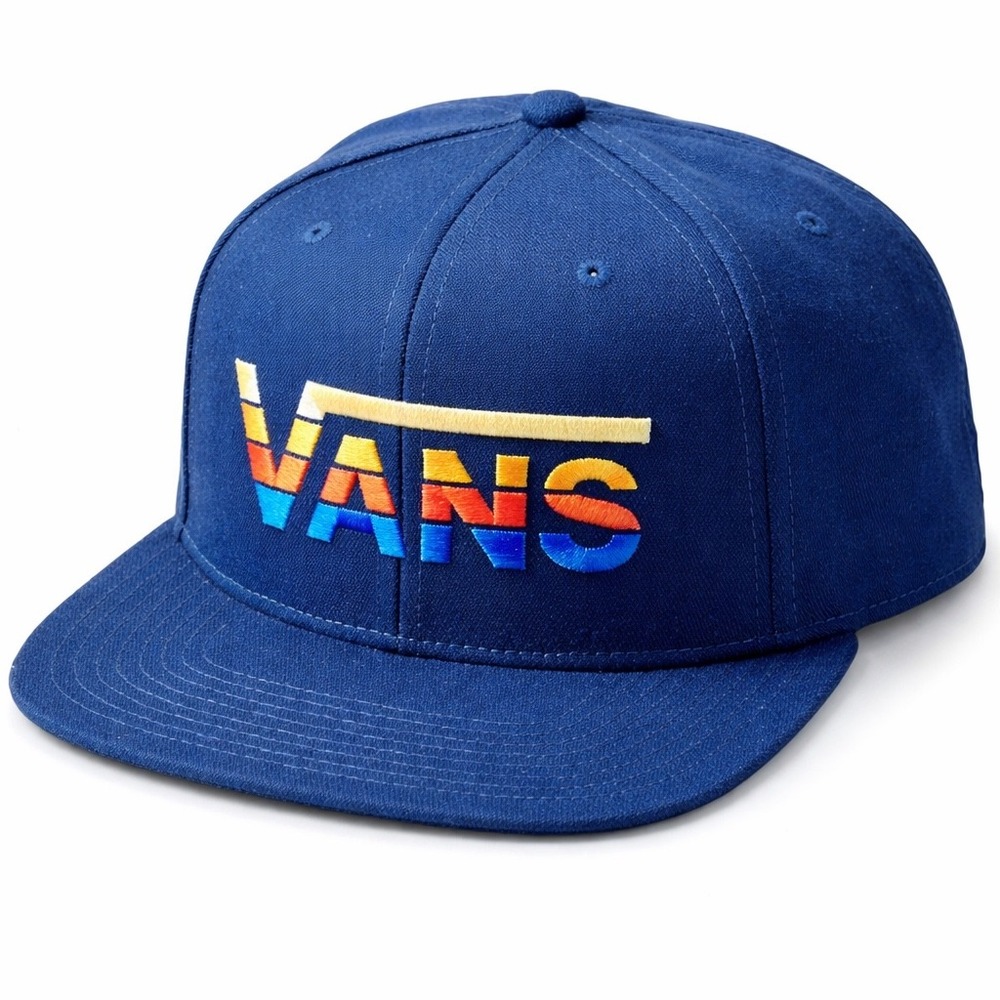 Vans Snapback Hat Mens Navy Gradient Logo Adjustable Flat Bill Streetwear Gear